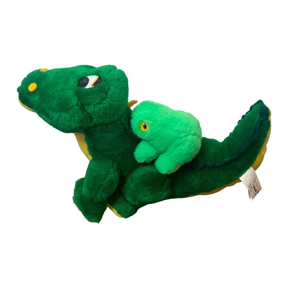 Vintage Alligator Plush w/ Frog on Back Stuffed Animal 1997 Crocodile Reptile